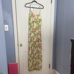Everly Floral Maxi Dress with Pink and Green